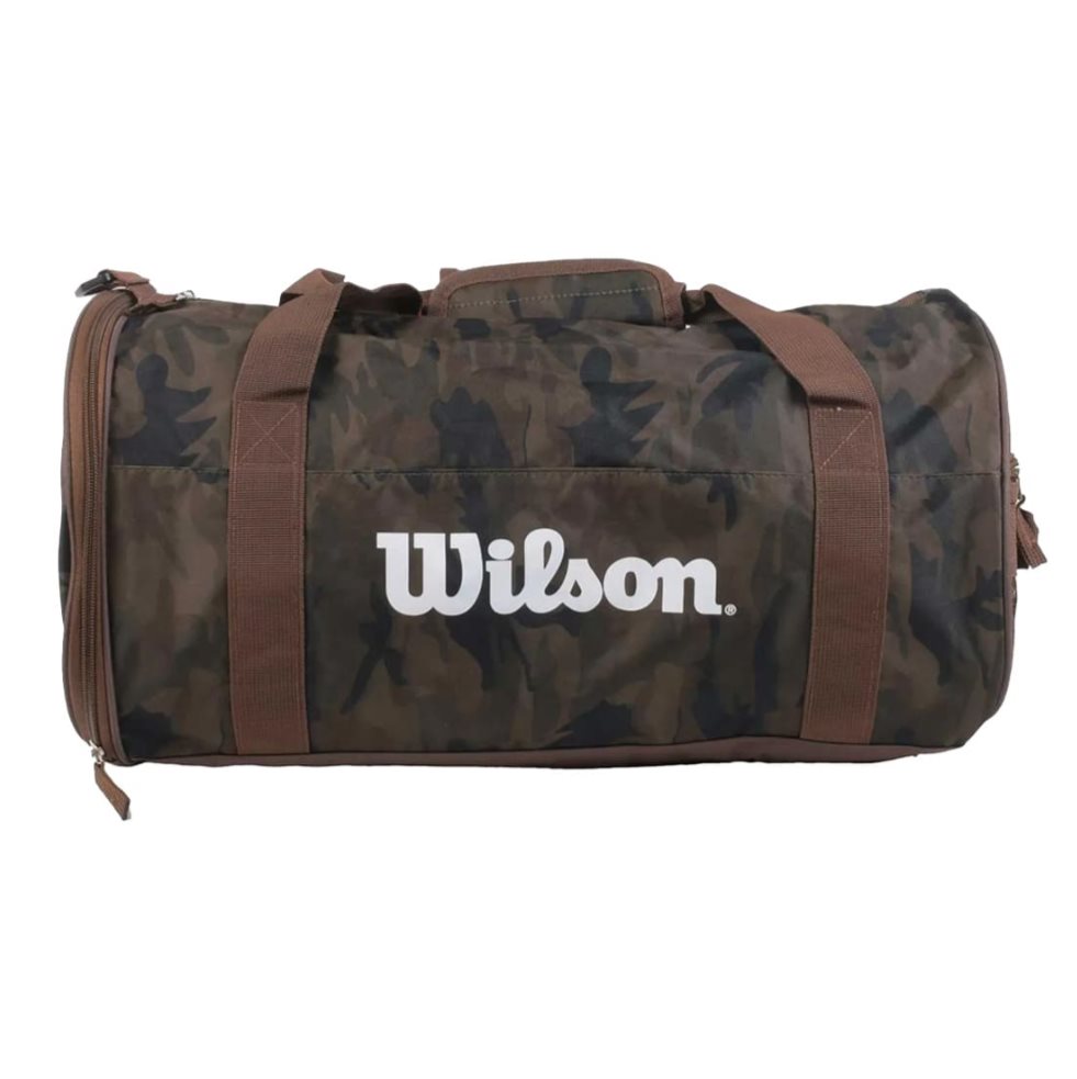 Bolso De Viaje Wilson Camo Unisex (Marrón) Wilson Papeleta x 1 Modelo: Wilson Camo UnisexUn bolso ideal para llevar todo lo que necesitas al momento de viajar, ir al Gym o tu lugar preferido.?CARACTERÍSTICAS?- Marca: Wilson.- Modelo: Camo Unisex.- Composición: 10