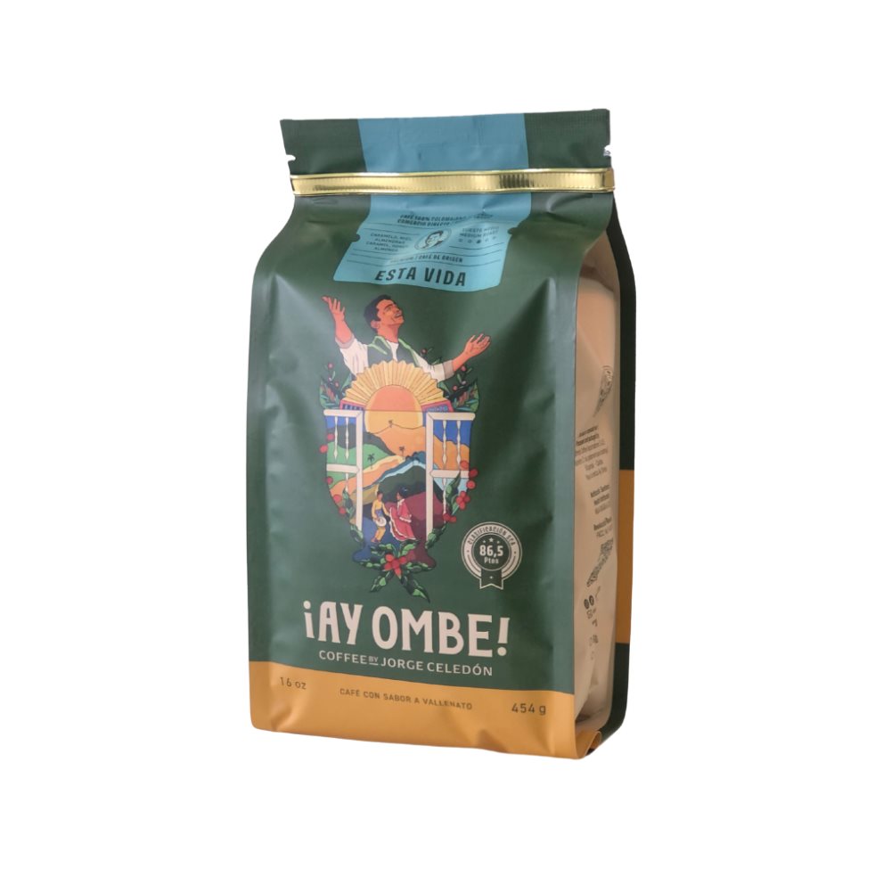 CAFE MOLIDO ESTA VIDA CAFÉ CON FRAGANCIA Y AROMA DULCE, TIENE NOTAS A CARAMELO, CHOCOLATE, MIEL, ALMENDRAS, ACIDEZ EQ AY OMBE COFFEE BY JORGE CELEDON CAFE MOLIDO x 464 undefined