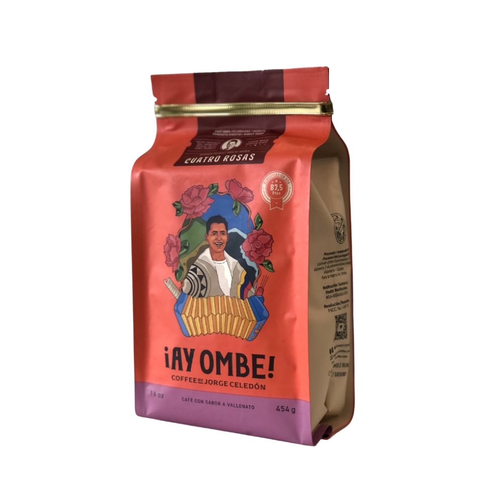 CAFE MOLIDO CUATRO ROSAS  PERFIL DE LA TAZA FLORAL, FRUTAS TROPICALES, ACIDEZ MÁLICA MEDIA, ESPECIADO, COMBINA SENSA AY OMBE COFFEE BY JORGE CELEDON LIBRA AMERICANA x 464 undefined