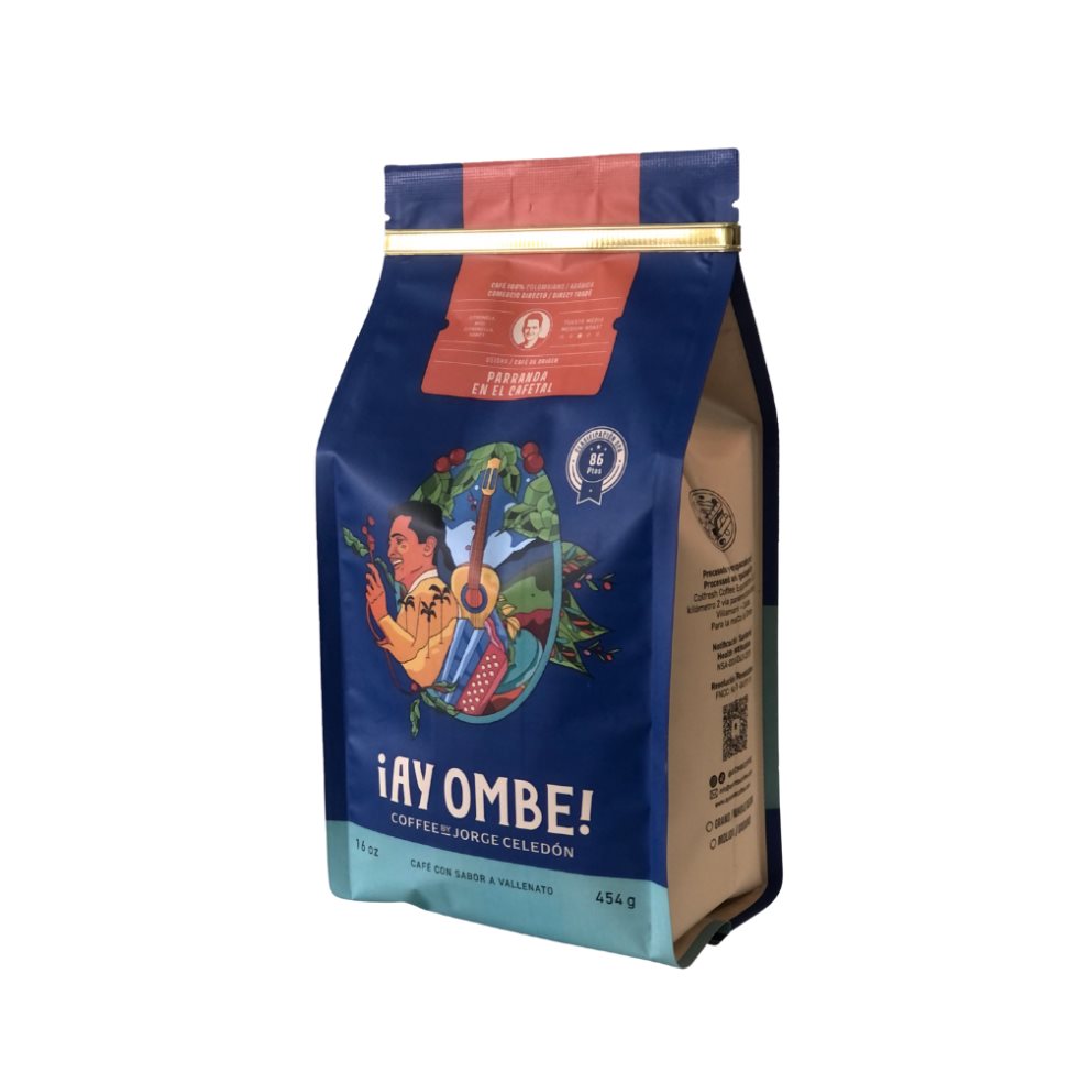 CAFE MOLIDO PARRANDA EN EL CAFETAL CAFÉ CON AROMA INTENSO, PERFIL FLORAL, ESPECIAS CARDAMOMO, ORÉGANO, CITRONELA, AC AY OMBE COFFEE BY JORGE CELEDON LIBRA AMERICANA x 464 undefined