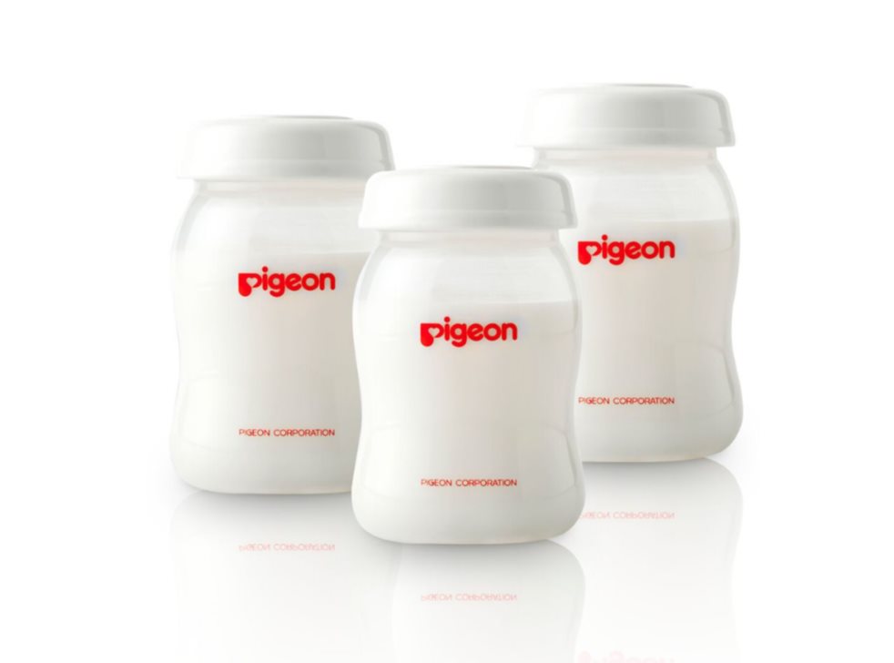 Set x 3 Teteros de Almacenamiento PP 5 Oz Boca Ancha Pigeon Caja x 3 facilita el proceso de almacenamiento, su disco sellador mantiene la leche fresca mientras se almacena en el refrigerador.