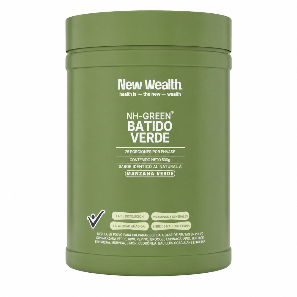 NH-GREEN BATIDO VERDE NEW WEALTH Frasco x 500gr x 1 und NH-GREEN BATIDO VERDE NEW WEALTH Frasco x 500gr x 1 und