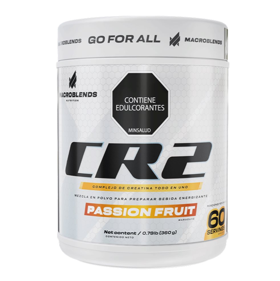 CR 2 Creatina Passion Fruit MACROBLENDS x 360g MACROBLENDS Tarro x 360gr x 1 und Creatina Passion Fruit MACROBLENDS es una mezcla de creatinas (Monohidrato y HCL) 5g con adición de Betaína, extracto de canela, HMB y pimienta negra; que ayuda a mejorar el rendimiento del ejercicio,