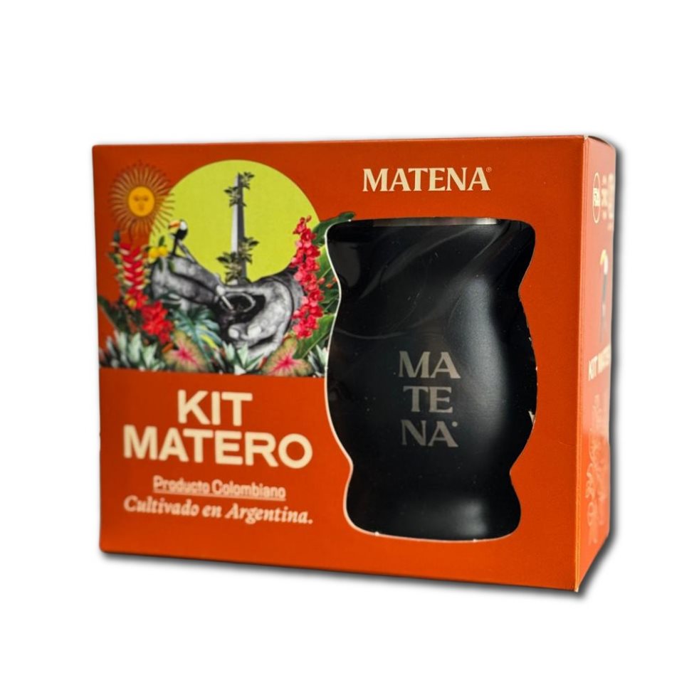 Kit Matero Matena Matena Caja x 1 Kit Matero Matena (2 Bolsas de Yerba Mate una Original una con Panela una Bombilla y un Mate)