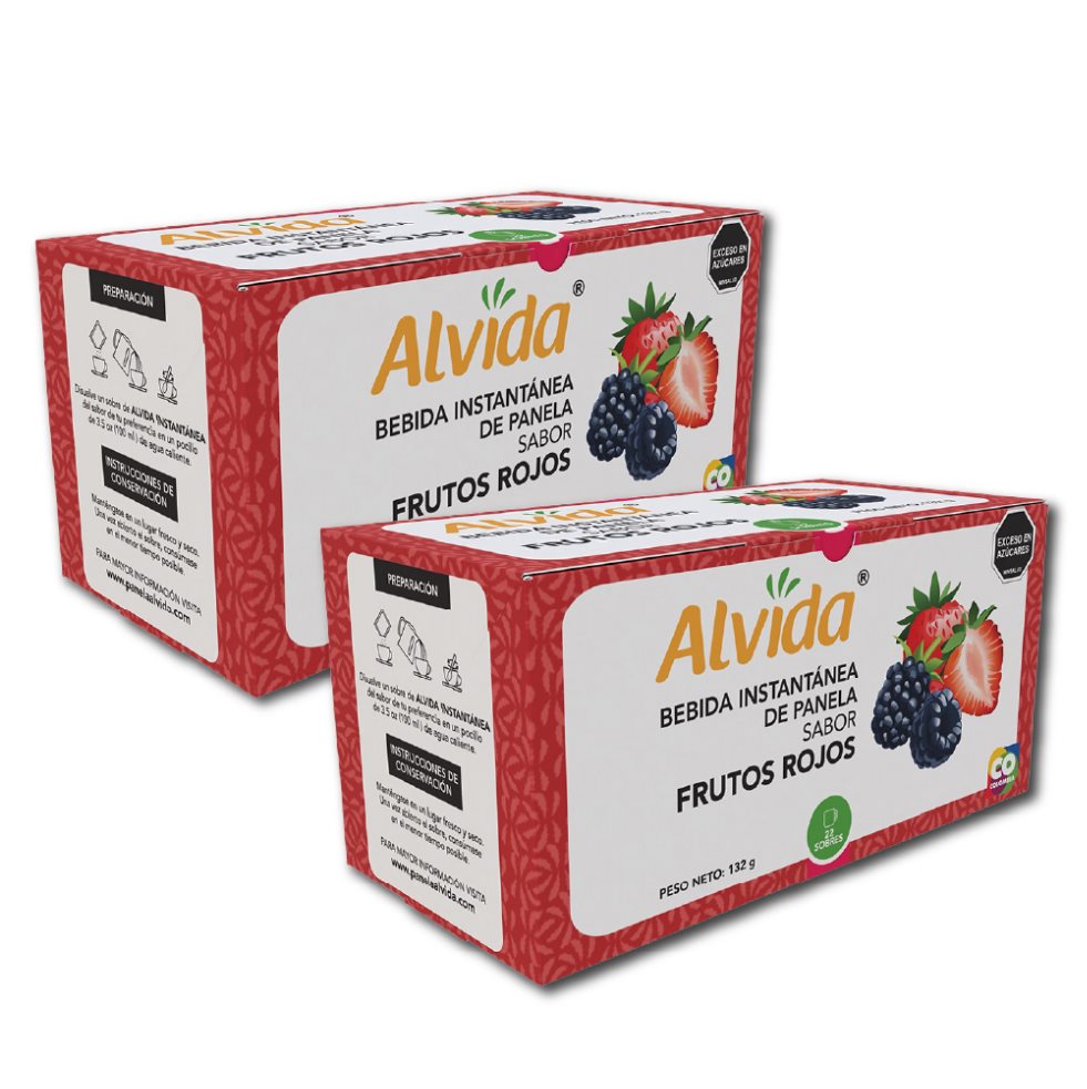 Aromática Alvida Panela Frutos Rojos X 6 Gr Display X 22 Unds Pack X 2 Alvida Display x 22