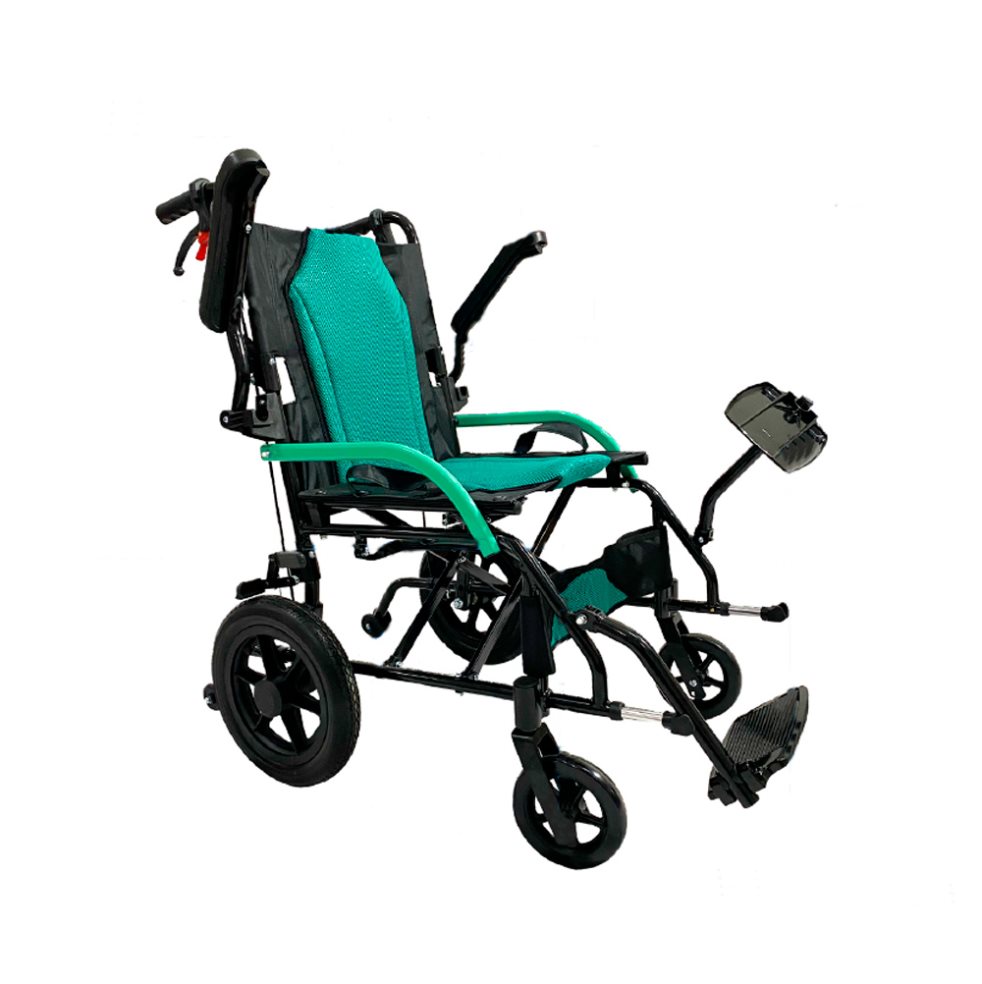 SILLA DE RUEDAS DE TRANSPORTE REPOSA BRAZOS Y PIES ABATIBLES PHYSIO TRAUMA Unidad x 1 Estructura de menor peso, facilidad de transportar y guardar en espacios reducidos.