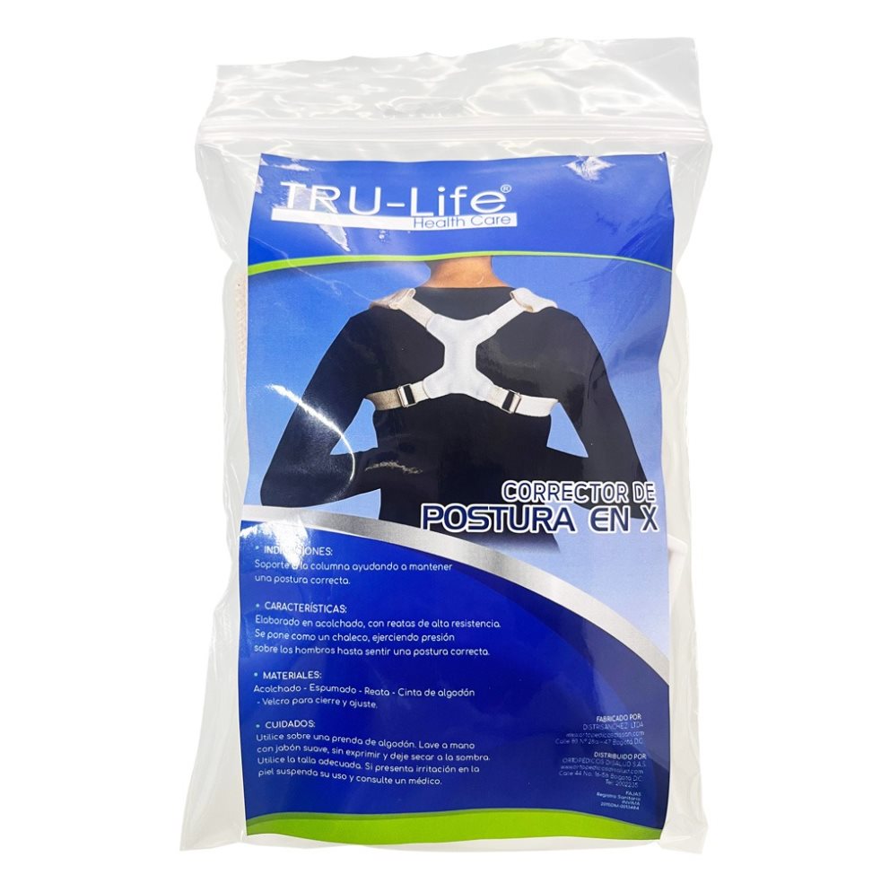 CORRECTOR DE POSTURA EN X TALLA S TRULIFE BOLSA x 1 