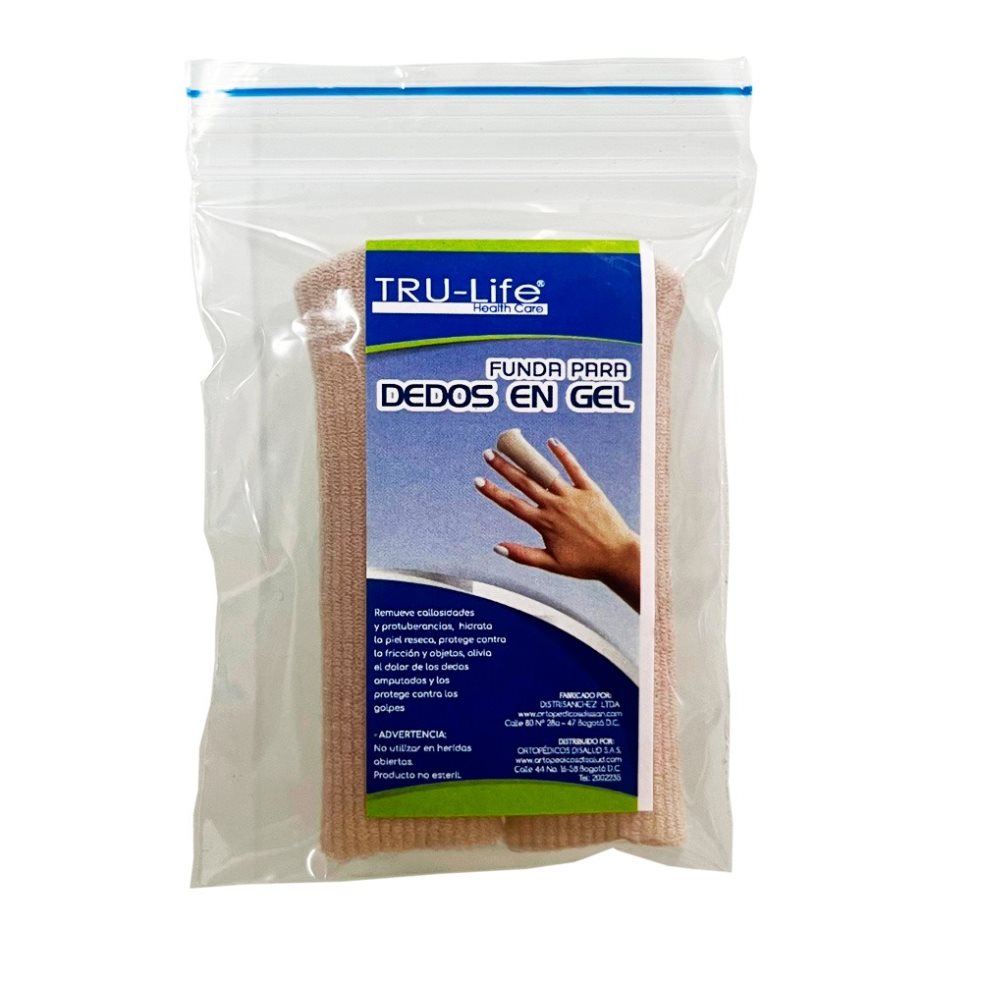 FUNDA PARA DEDOS CON GEL TOTAL TALLA  M TRULIFE BOLSA x BOLSA Dedal elástico para mano y pie con cubrimiento interno de gel polímero.