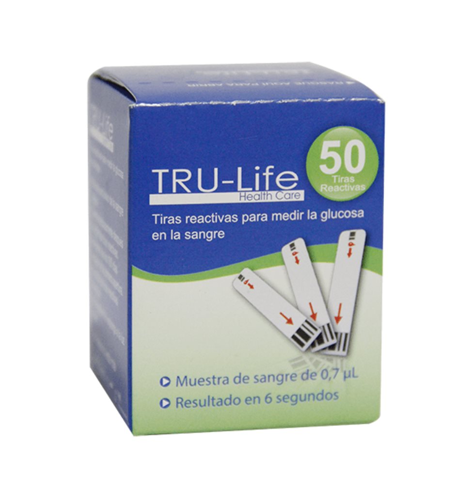 TIRAS TRULIFE CAJA X 50 TRULIFE Caja x 50 Tiras reactivas para medir la glucosa en la sangre