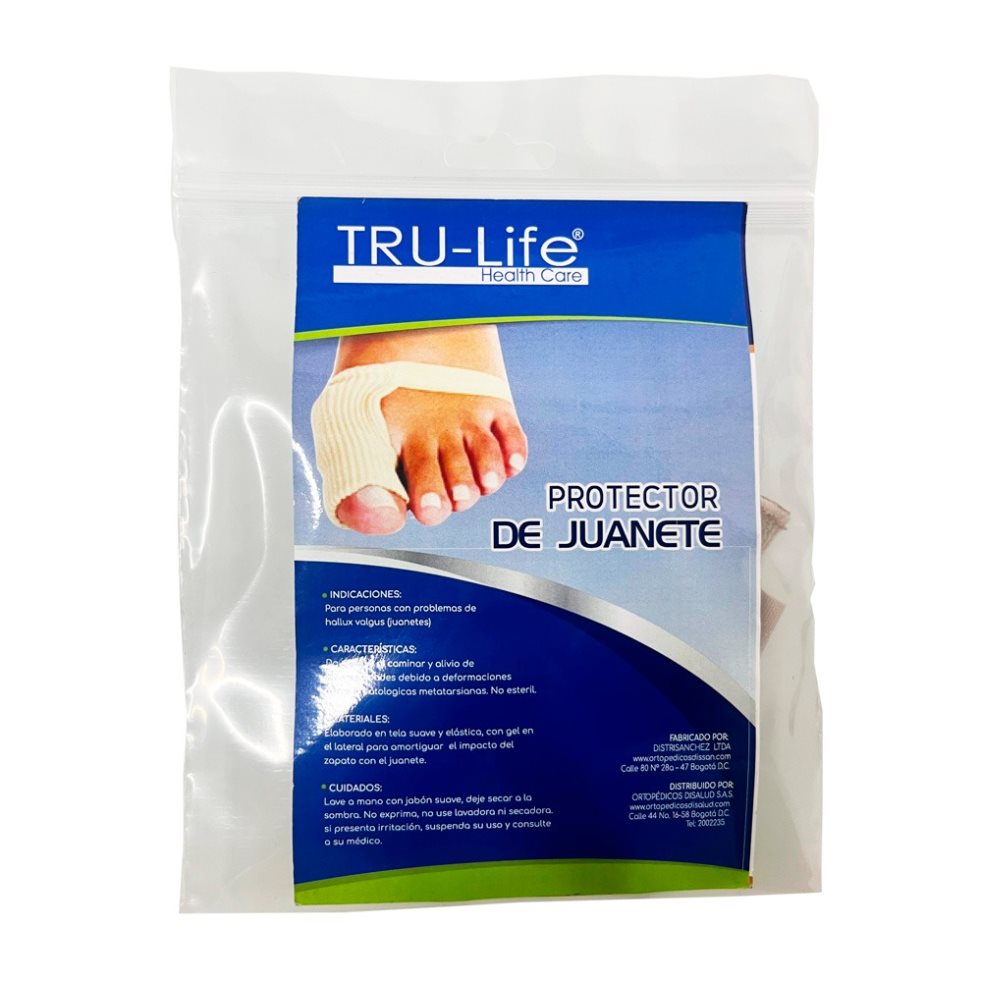 FUNDA PROTECTORA DE JUANETE TALLA L  TRULIFE BOLSA x 1 Protector Elástico Revestido En Gel Para Evitar La Presión Y Fricción Del Juanete Con El Calzado.