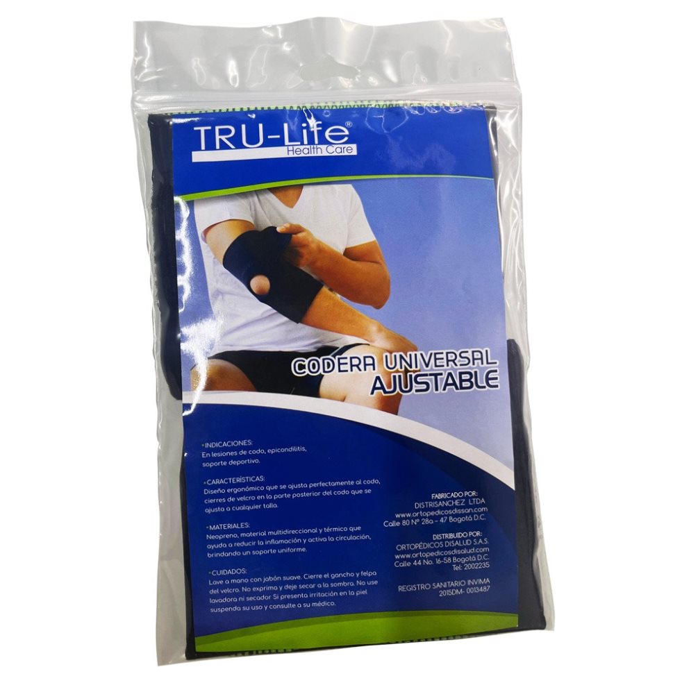 CODERA ABIERTA UNIVERSAL  TRULIFE Bolsa x 1 Prevención de lesiones de tejidos blandos, sostiene articulación de codo, ajustable y regulable en velcro