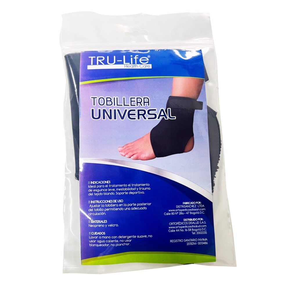 TOBILLERA UNIVERSAL AJUSTABLE TRULIFE BOLSA x 1 