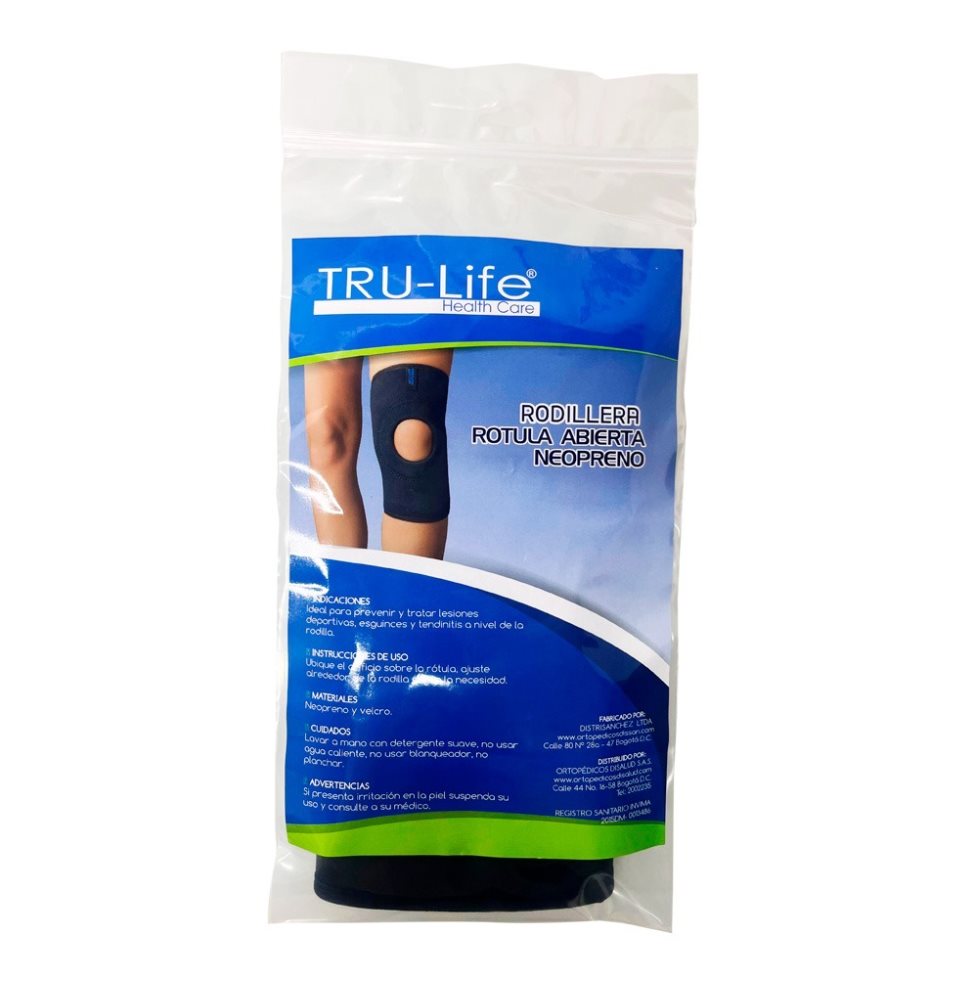 RODILLERA ABIERTA L TRULIFE BOLSA x 1 Ideal para prevenir y tratar lesiones deportivas, esguinces y tendinitis a nivel de la rodilla