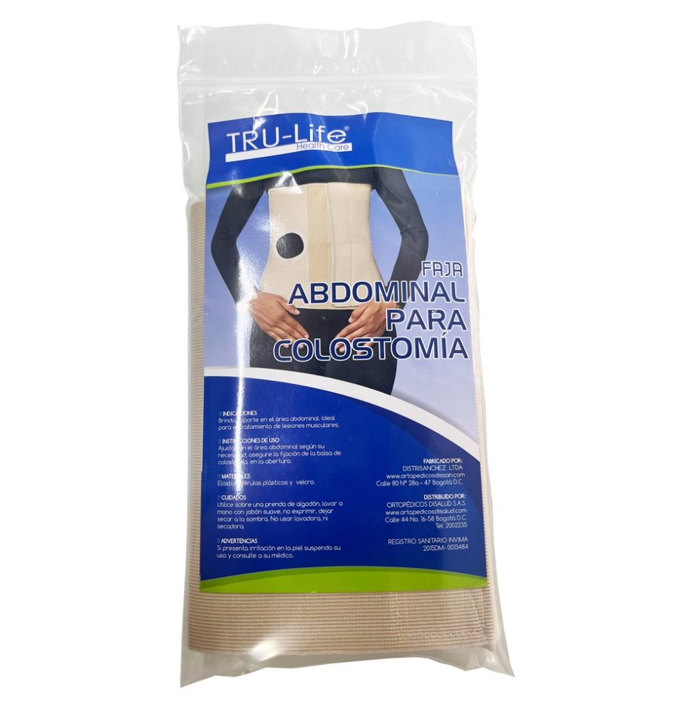 FAJA ABDOMINAL COLOSTOMÍA 23 CM TALLA M TRULIFE BOLSA x 1  