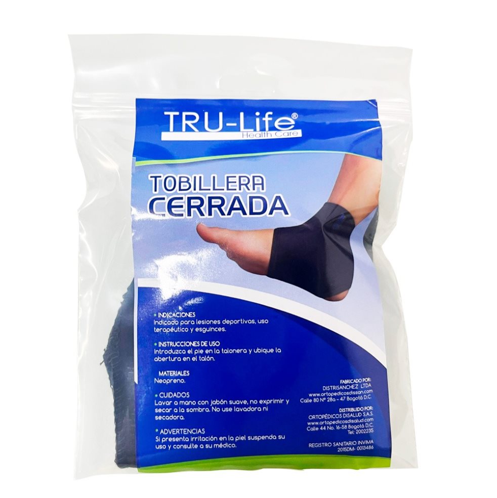 TOBILLERA CERRADA XL  TRULIFE BOLSA x 1 Órtesis estabilizadora del movimiento del cuello del pie