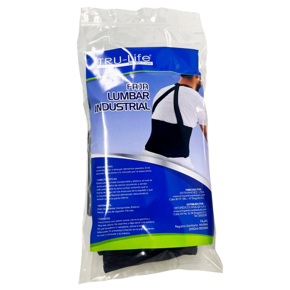 FAJA LUMBAR INDUSTRIAL TALLA L TRULIFE BOLSA x 1 