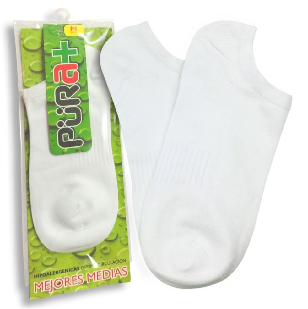 Media Talonera Blanca Pura+ Paquete por 1 par de medias tobilleras talla 36 a 42. x 2 Media Talonera Blanca Pura+ Paquete por 1 par de medias tobilleras talla 36 a 42. x 2