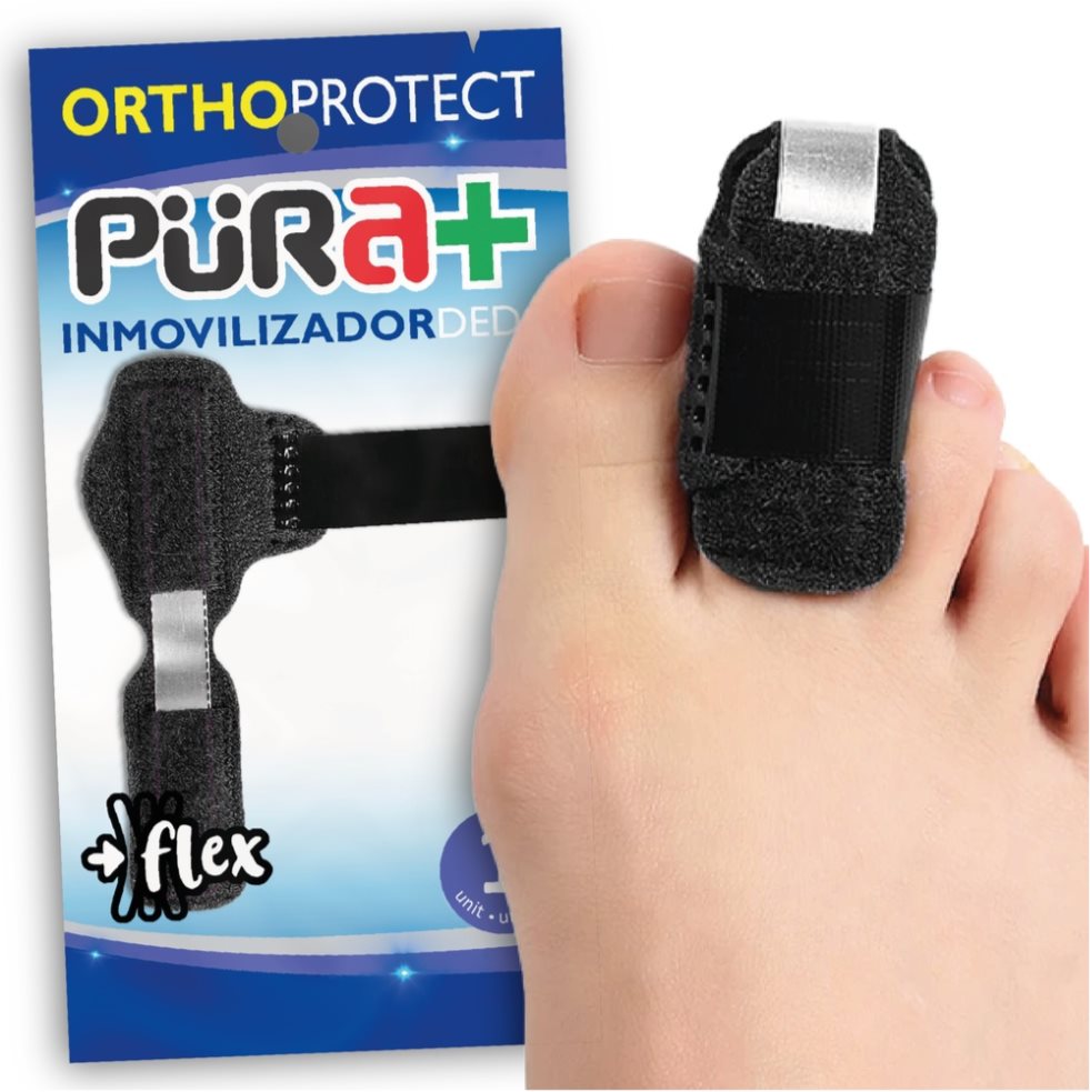 Inmovilizador Dedo Ajustable Pura+ Empaque individual con 1 unidad y 2 férulas x 1