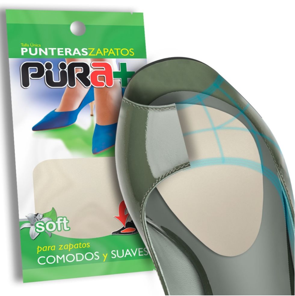 Plantillas Puntera Latex Pura+ Empaque tipo bolsa con 1 par de punteras. x 2